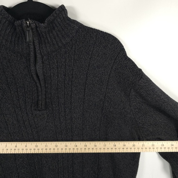 OSCAR DE LA RENTA 1/4 Zip Rib Mock Neck Hem Cuffs Pullover Sweater Size XL - Picture 6 of 8